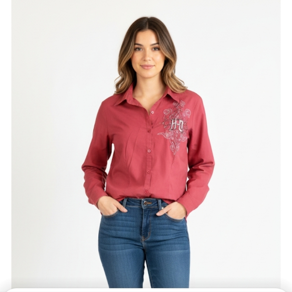 Harley Davidson  burgandy button up shirt size L